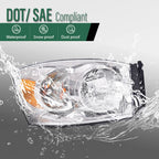Set of 2 Headlights for Dodge Ram 1500 2500 3500 (2006–2008)