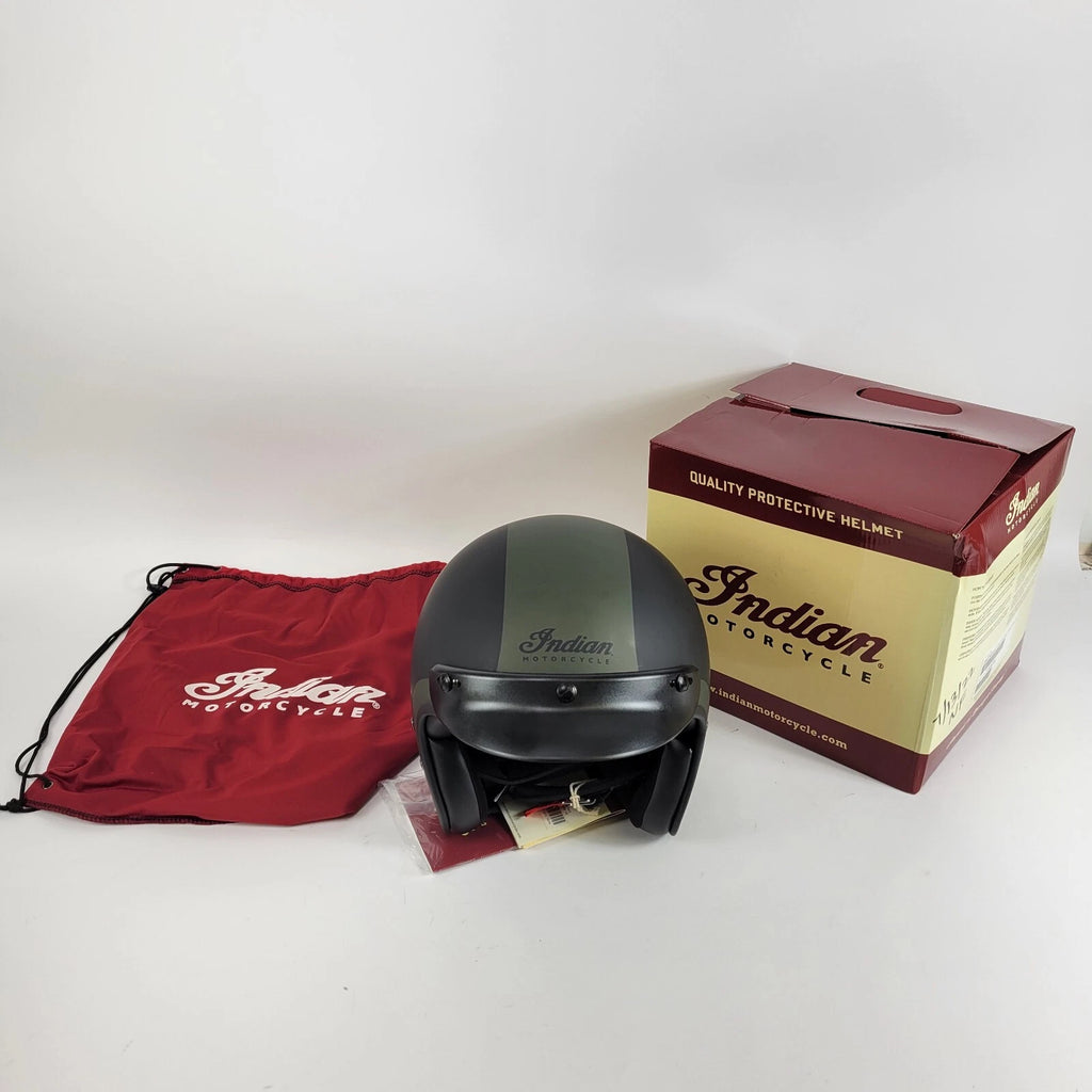 Open Face Helmet for Indian Motorcycle (3XL) - Bluetooth Compatible, Matte Black & Green