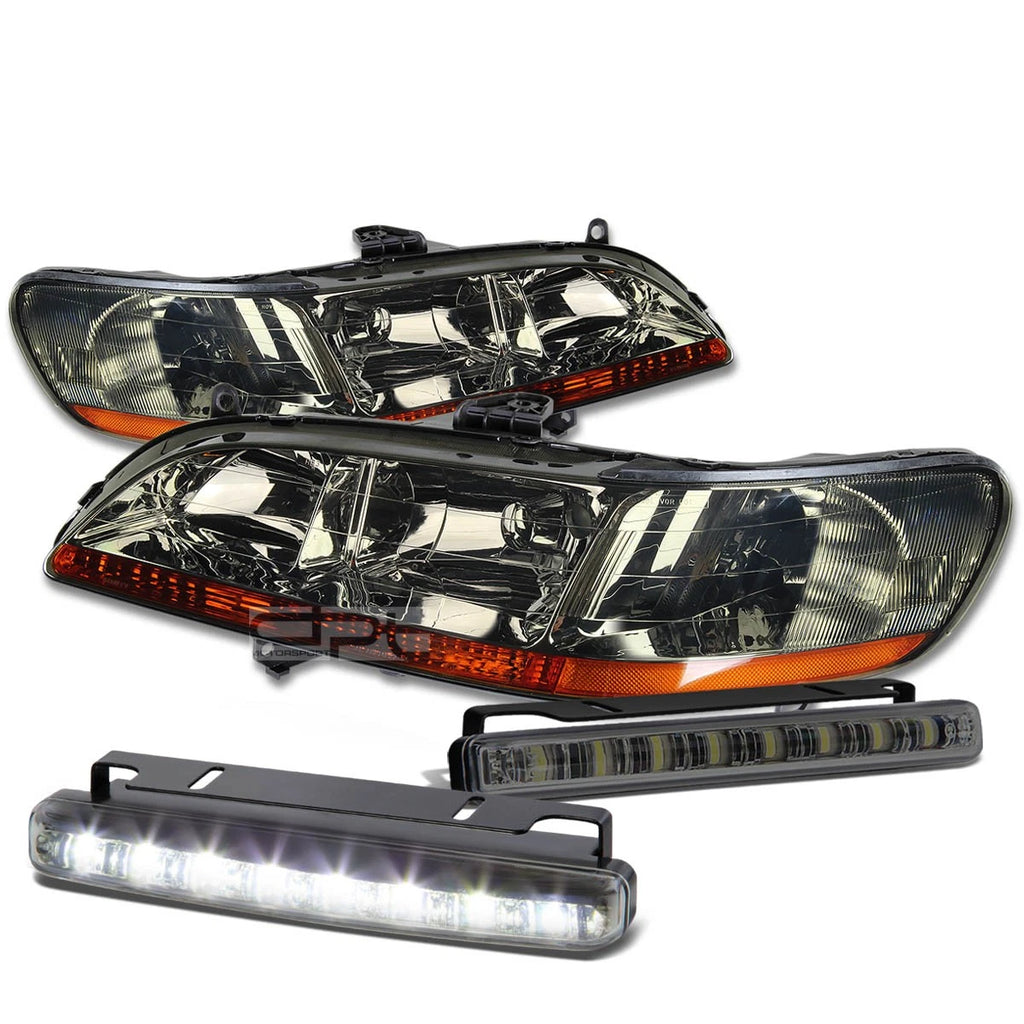 Smoked Housing Headlight + Amber Corner + LED Fog Light Kit for Honda Accord (1998–2002)