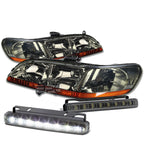 Smoked Housing Headlight + Amber Corner + LED Fog Light Kit for Honda Accord (1998–2002)