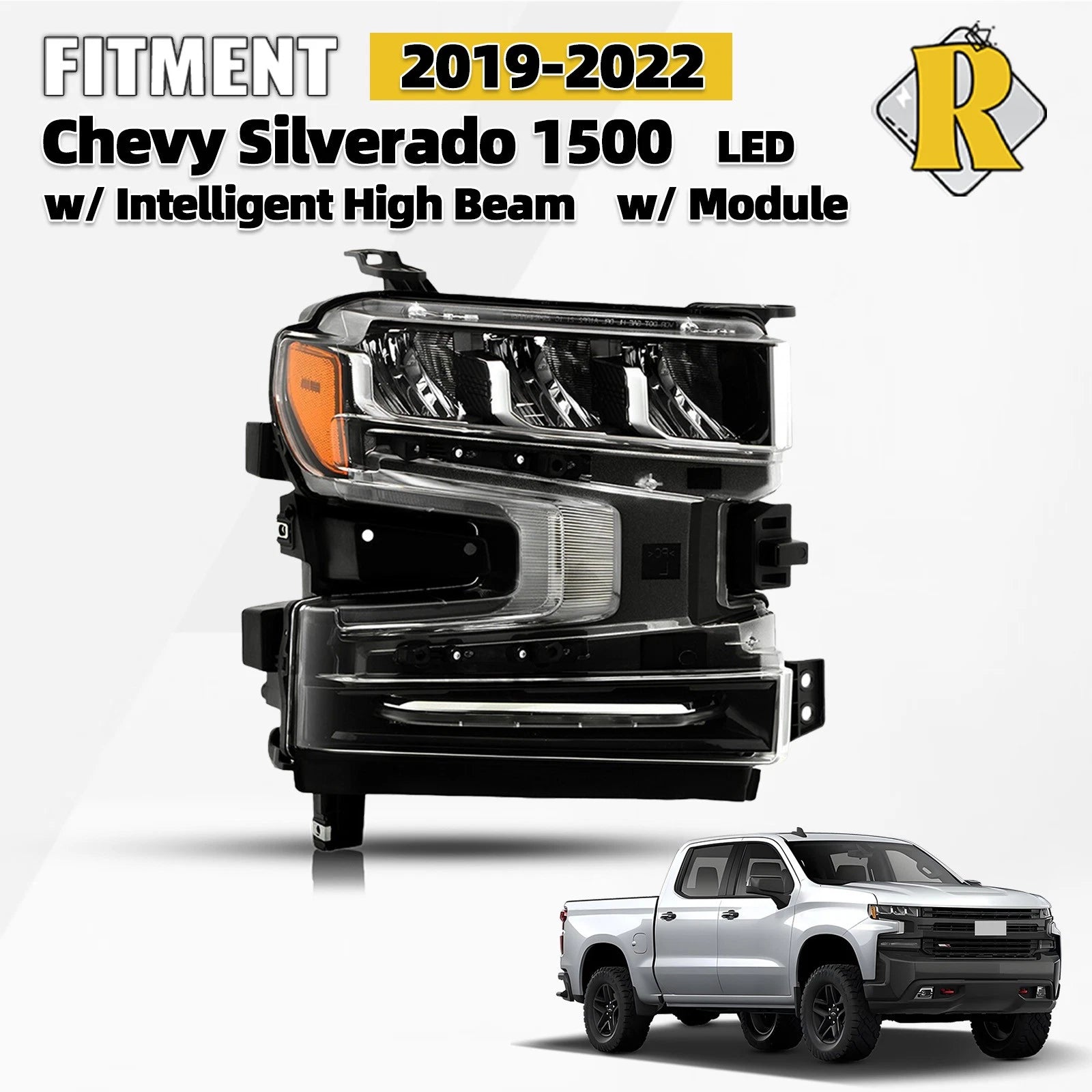 Full LED Headlight for Chevy Silverado 1500 (2019–2022) Right Side
