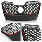 Front Upper Mesh Grille for VW Mk5 GTI Jetta (2006-2009) Matte Black Red Trim