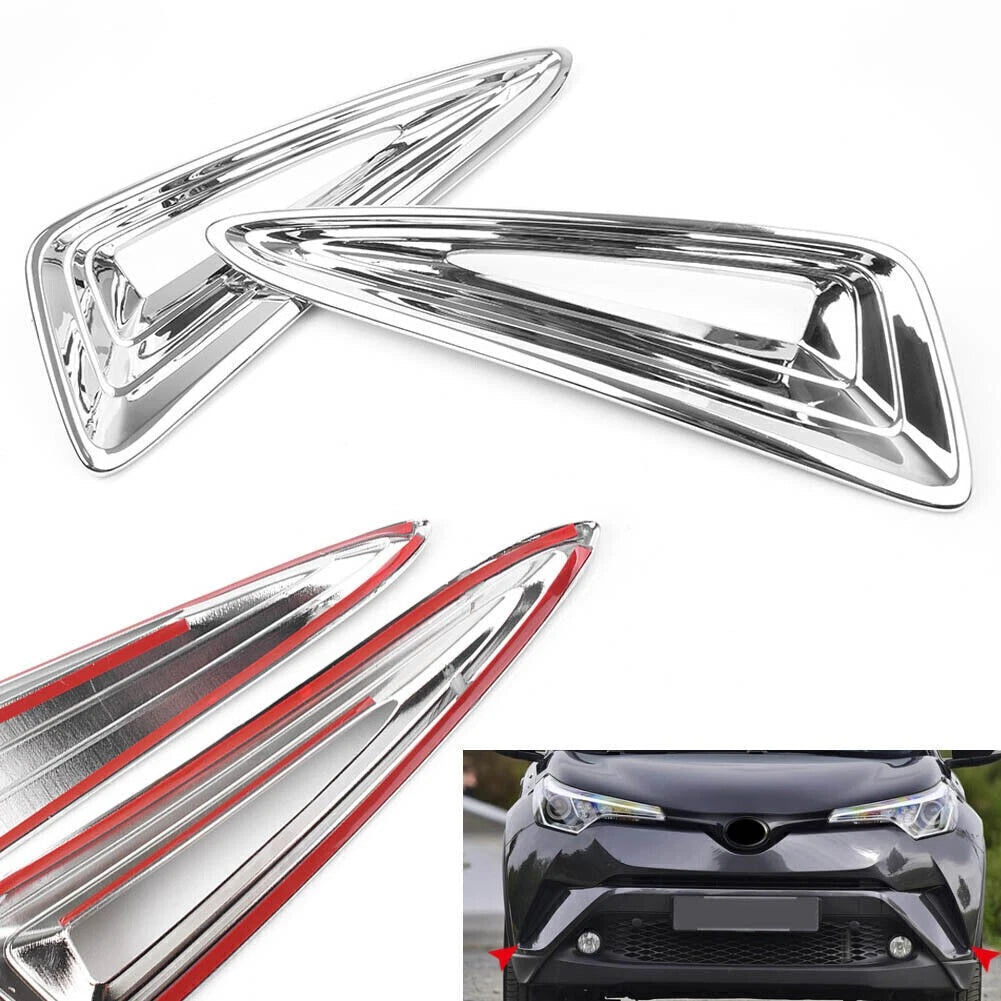 Pair ABS Chrome Front Fog Light Moulding Trim for Toyota C-HR (2016–2018)