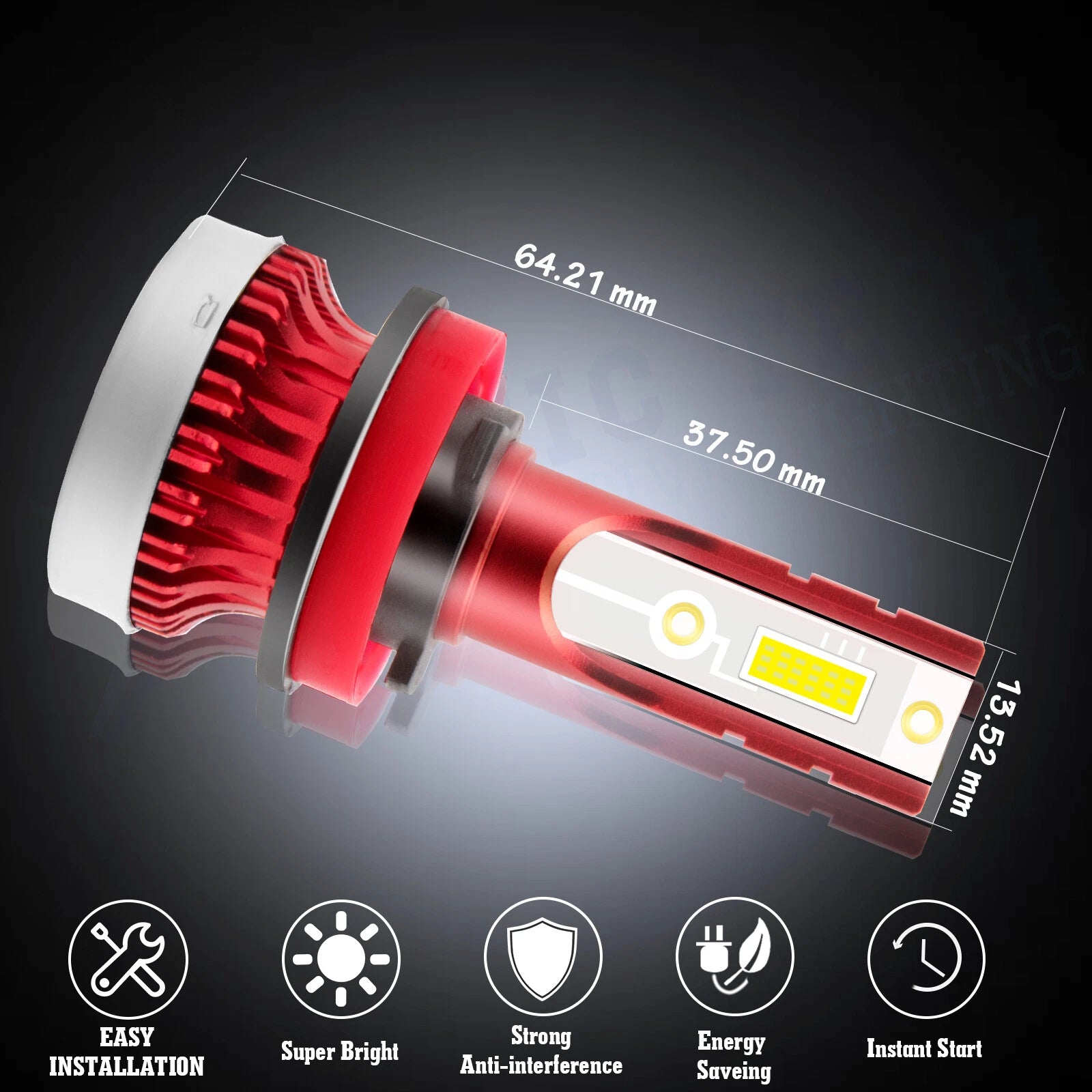 6000K Xenon White COB LED Fog Light Bulbs for Audi A3 A4 (2011-2018)