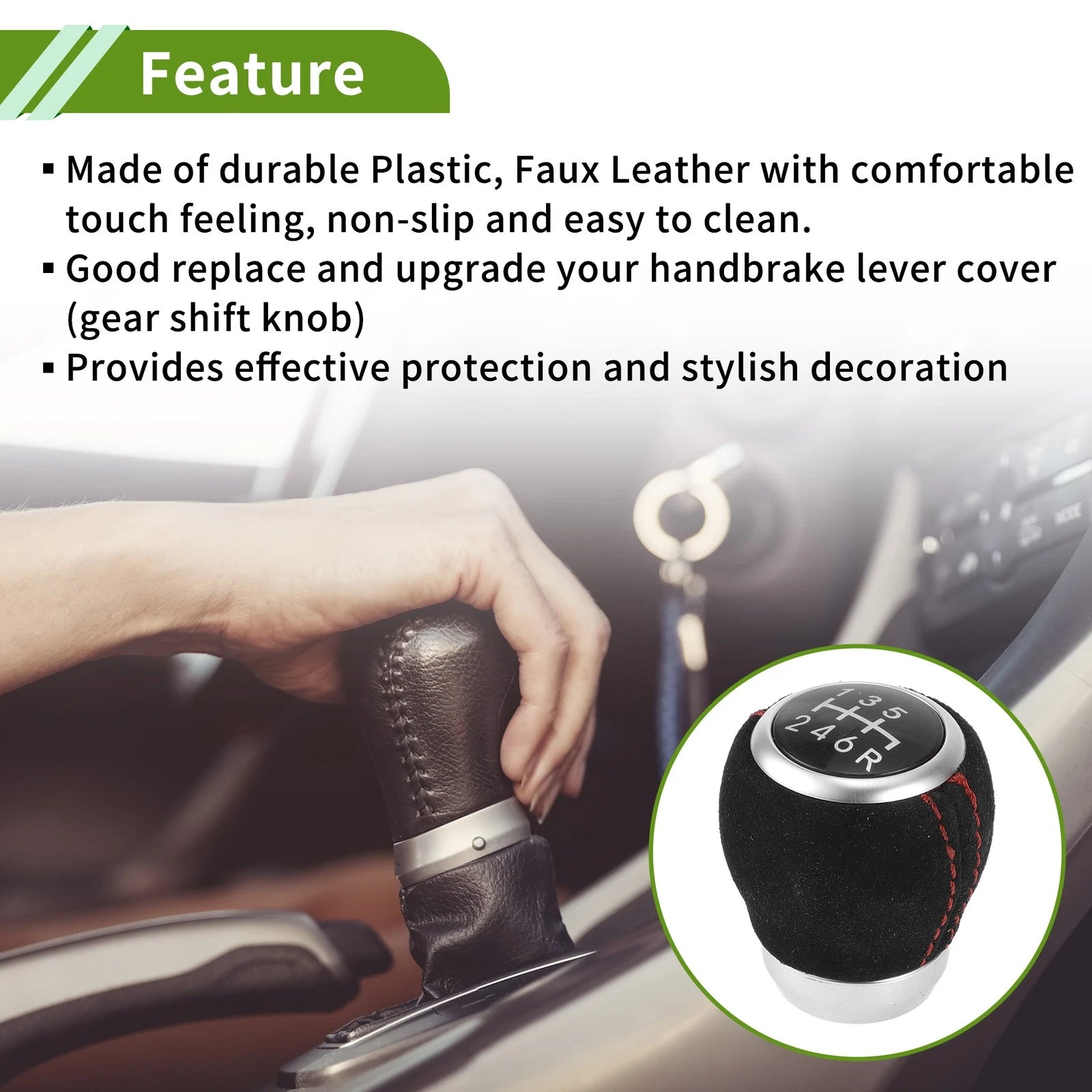 6 Speed Manual Gear Shift Knob for Subaru Impreza STI (2009–2018) Faux Leather Black