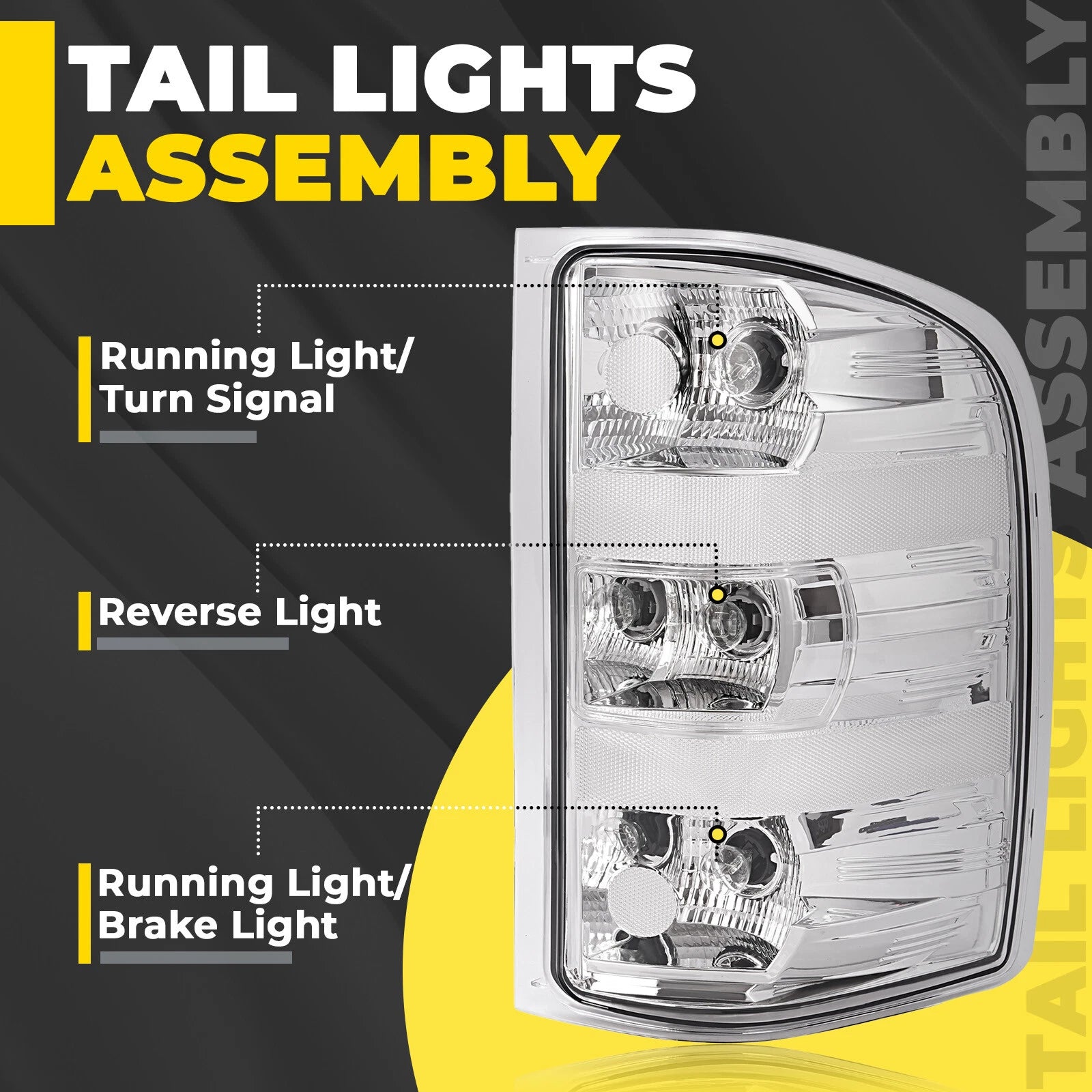 Chrome Tail Lights with Bulb for Chevy Silverado 1500 2500HD 3500HD (2007–2014)