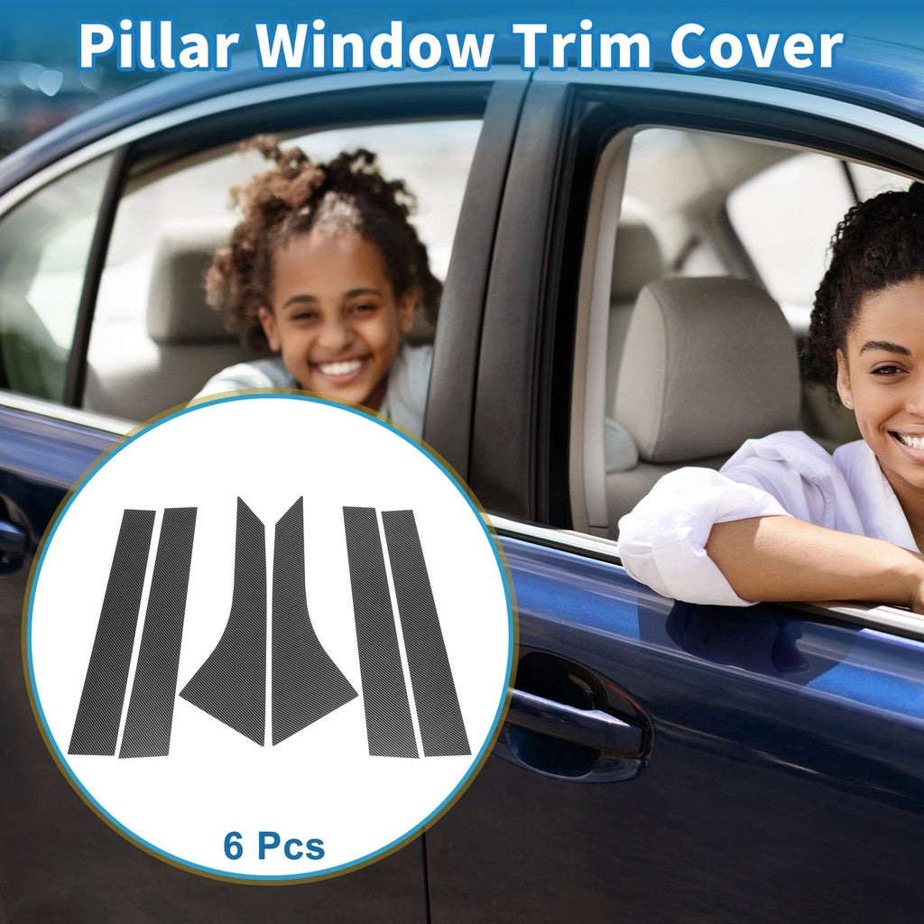 Set of 6 Door Pillar Window Trim for Ford Focus (2000–2007) Carbon Fiber