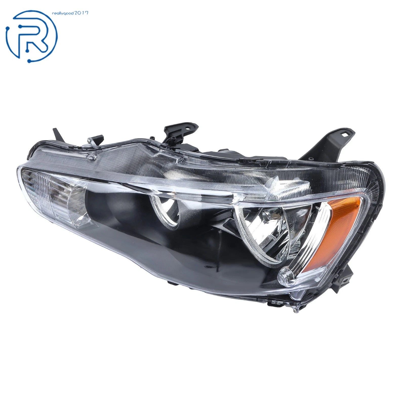 Black Housing Headlight for Mitsubishi Lancer EVO X (2008–2017) Left Side Halogen