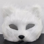 Plush Fox Mask for Halloween Costume Party, White