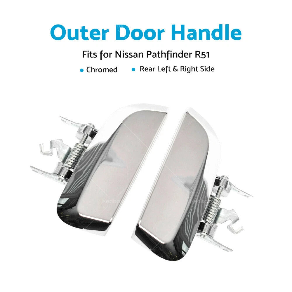 Chrome Rear Outer Door Handle LH+RH Pair for Nissan Pathfinder (2005–2012)