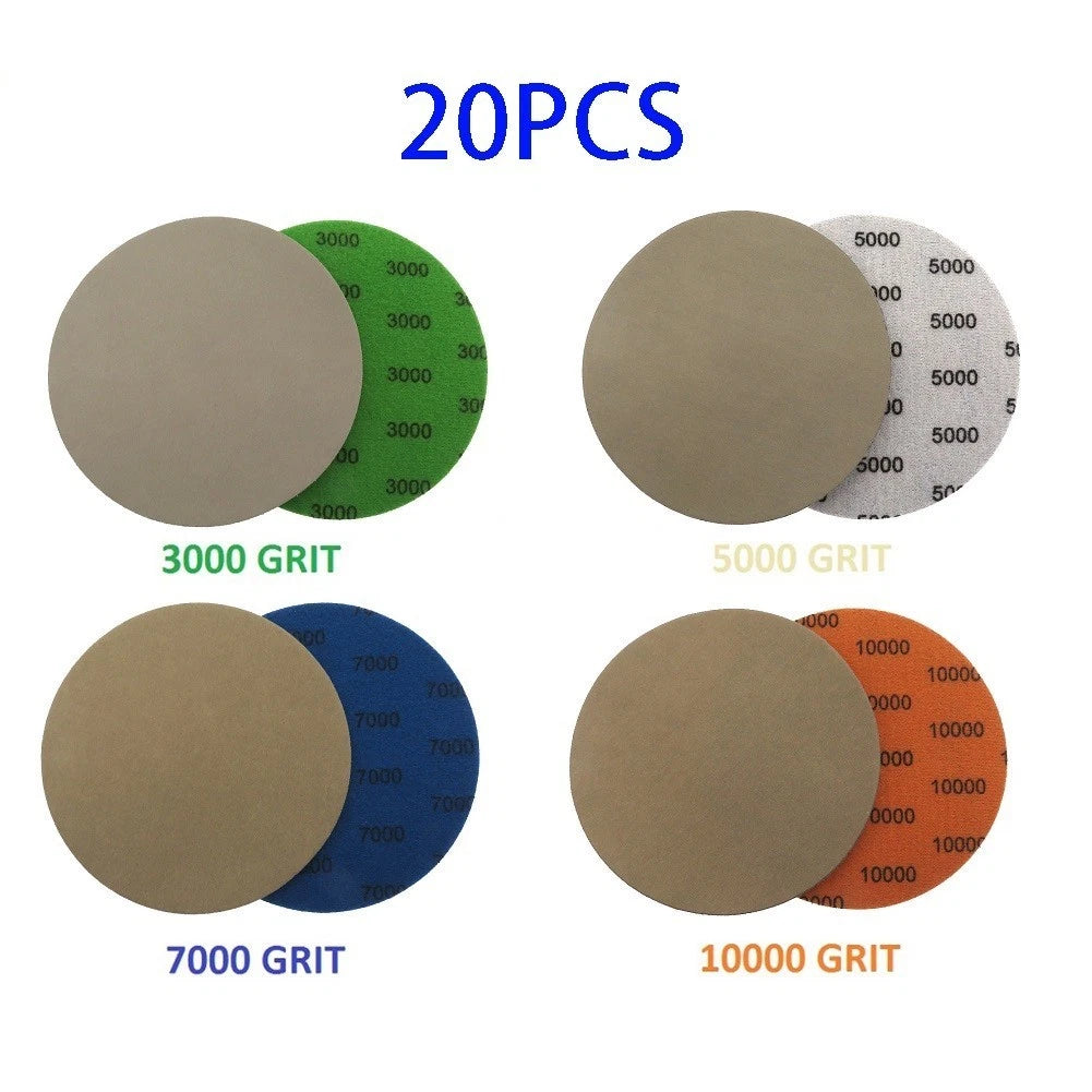 Set of 20 Sanding Discs 125mm for Various Grains (3000/5000/7000/10000)