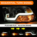 LED Headlights with Sequential Turn Signal for Dodge Ram 1500 2500 3500 (2009-2018)