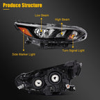 2X Black Halogen Headlights Assembly for Nissan Sentra