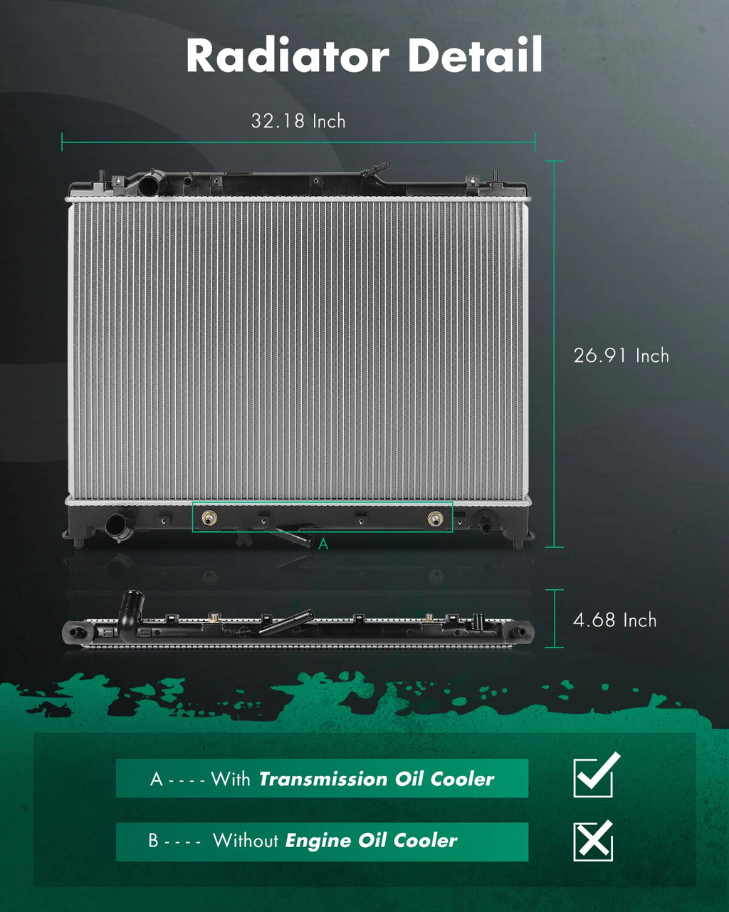 Radiator for Mazda CX-9 (2007–2015) 3.5L/3.7L 1.03in Core Thickness