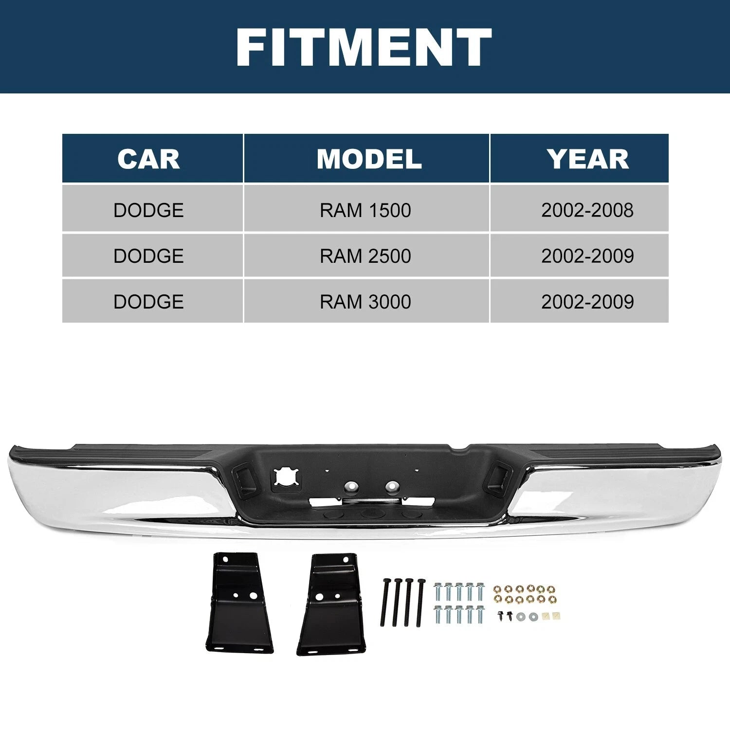 Rear Bumper Black Step for Dodge Ram 1500/2500/3500 (2002–2009)