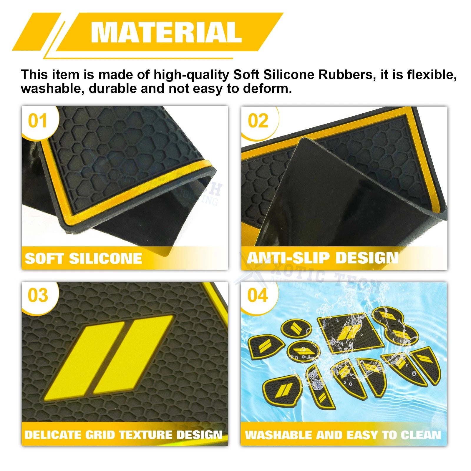 Soft Yellow Car Interior Anti-Dust Mats Accessories for Dodge Challenger (2015-2023)