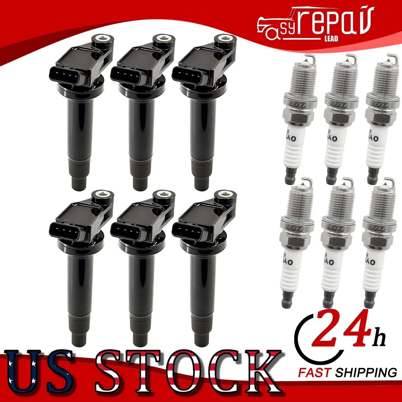 6x Ignition Coil & 6x Spark Plugs for Toyota Camry Sienna (UF267)
