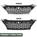Front Bumper Upper Grille for Hyundai Tucson (2019–2021) with Silver Trim