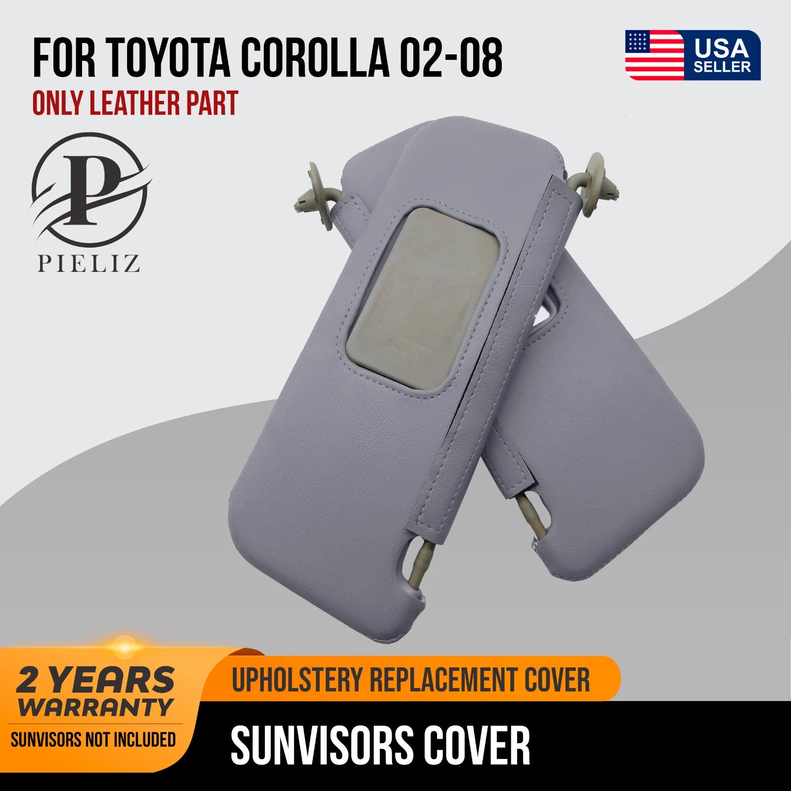 Sunvisors Cover Skin for Toyota Corolla (2002–2008) Gray PVC Leather