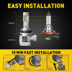 AUXITO H11 H8 H9 LED Headlight Kit Low Beam Bulbs 6000K ERROR FREE for