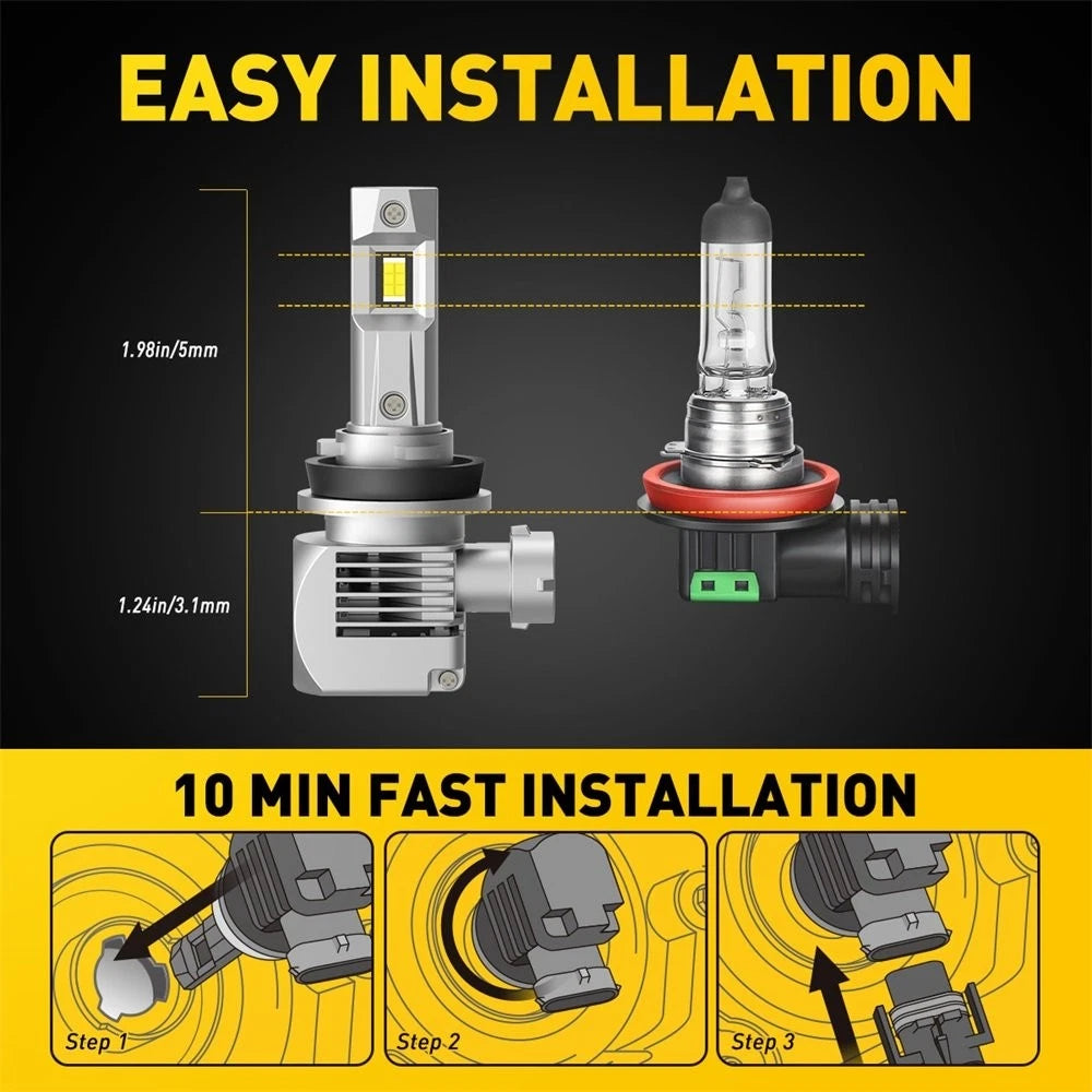 AUXITO H11 H8 H9 LED Headlight Kit Low Beam Bulbs 6000K ERROR FREE for