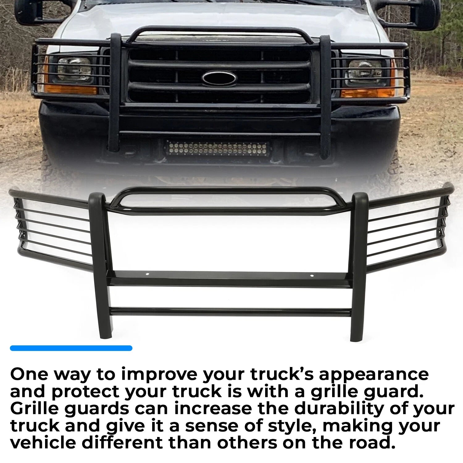 Steel Grille Guard for Ford F250-F550 Super Duty (1999–2007)