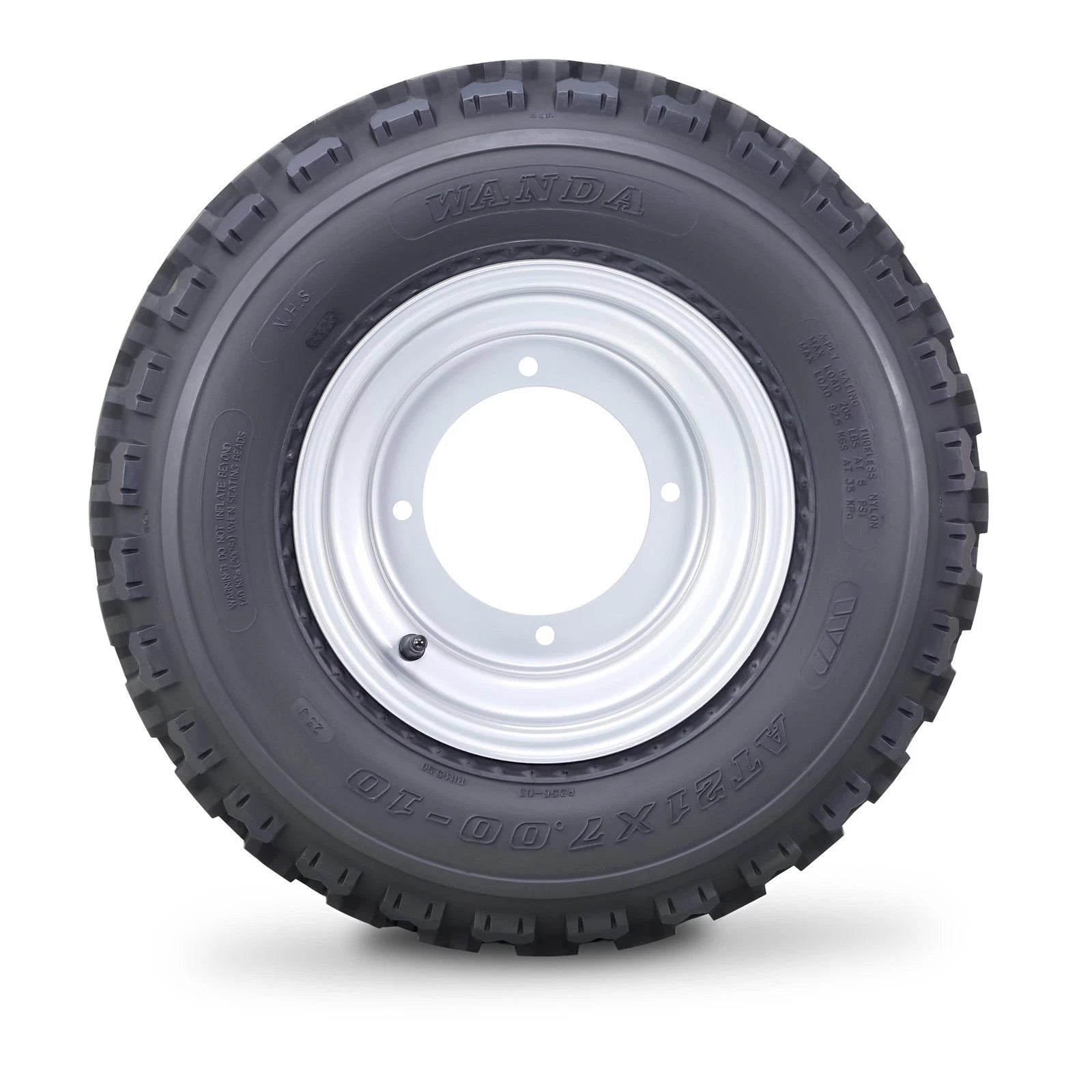 2 Wanda ATV Tires & Wheels 21X7-10 4/156mm PCD 2+3 Offset Silver Wheel 10075