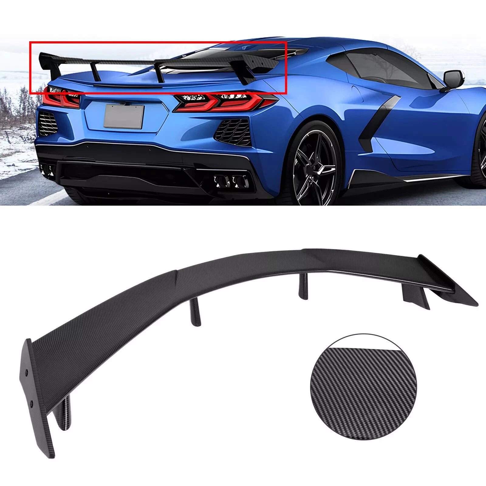 Rear Trunk Spoiler for Chevy Corvette C8 Z51 (2020–2025) Carbon Fiber Look