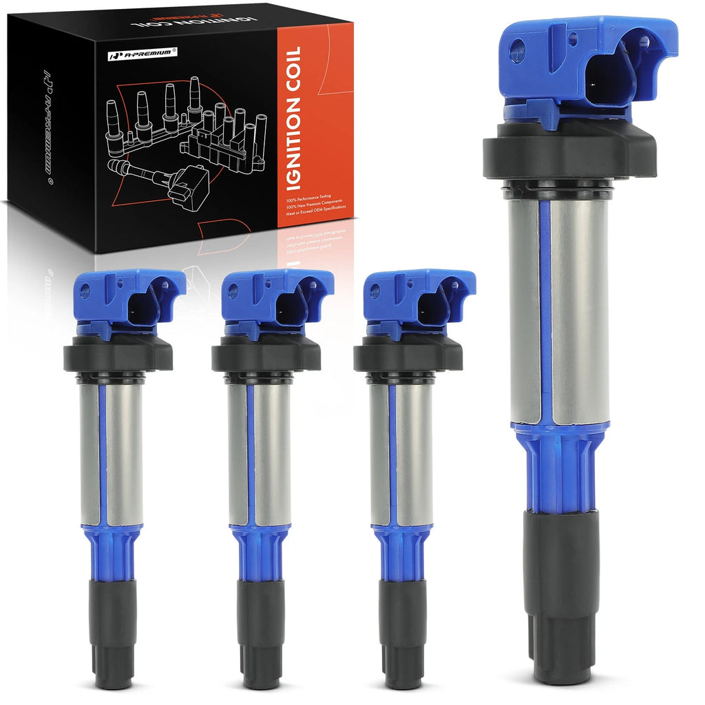 Set of 4 Blue Ignition Coils for BMW 320i 328i X3 X5 528i 545i 550i (2013–2018)