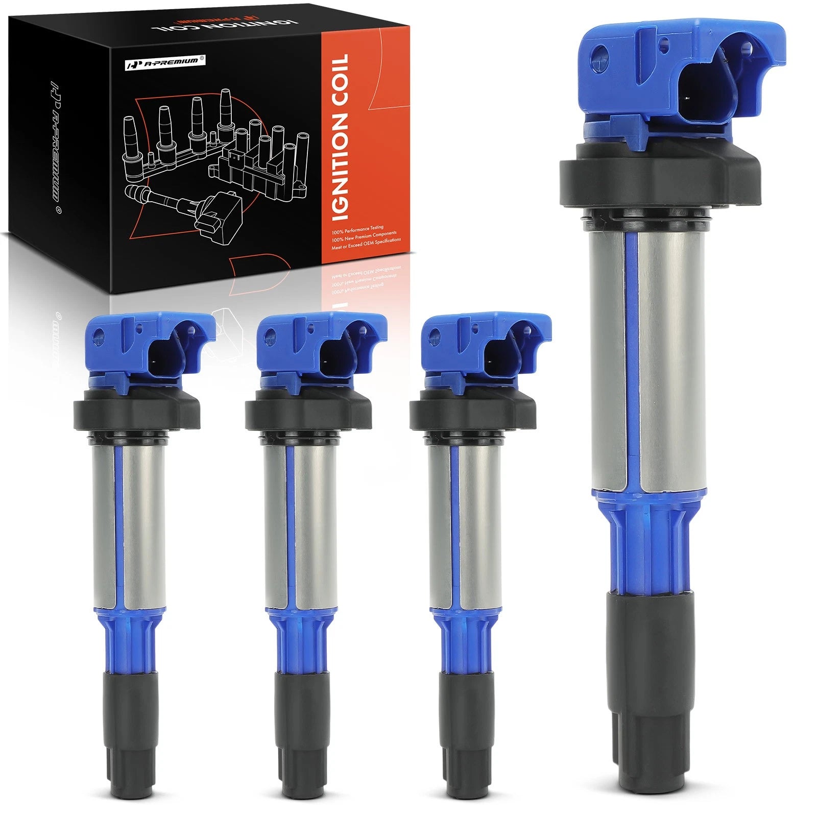 Set of 4 Blue Ignition Coils for BMW 320i 328i X3 X5 528i 545i 550i (2013–2018)