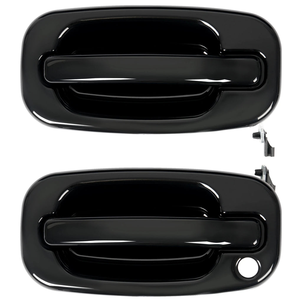 2X Front Outer Door Handles for Chevy Silverado 1500 (1999–2007) Glossy Black