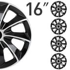 Set of 4 Wheel Hub Caps for All Makes Models (16") Black & Silver