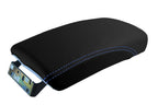 Leather Console Lid Armrest Cover for Nissan Rogue (2014–2016) Blue Stitch