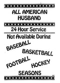Man Cave Sign for American Husband (Baseball, Football, Hockey, Basketball)