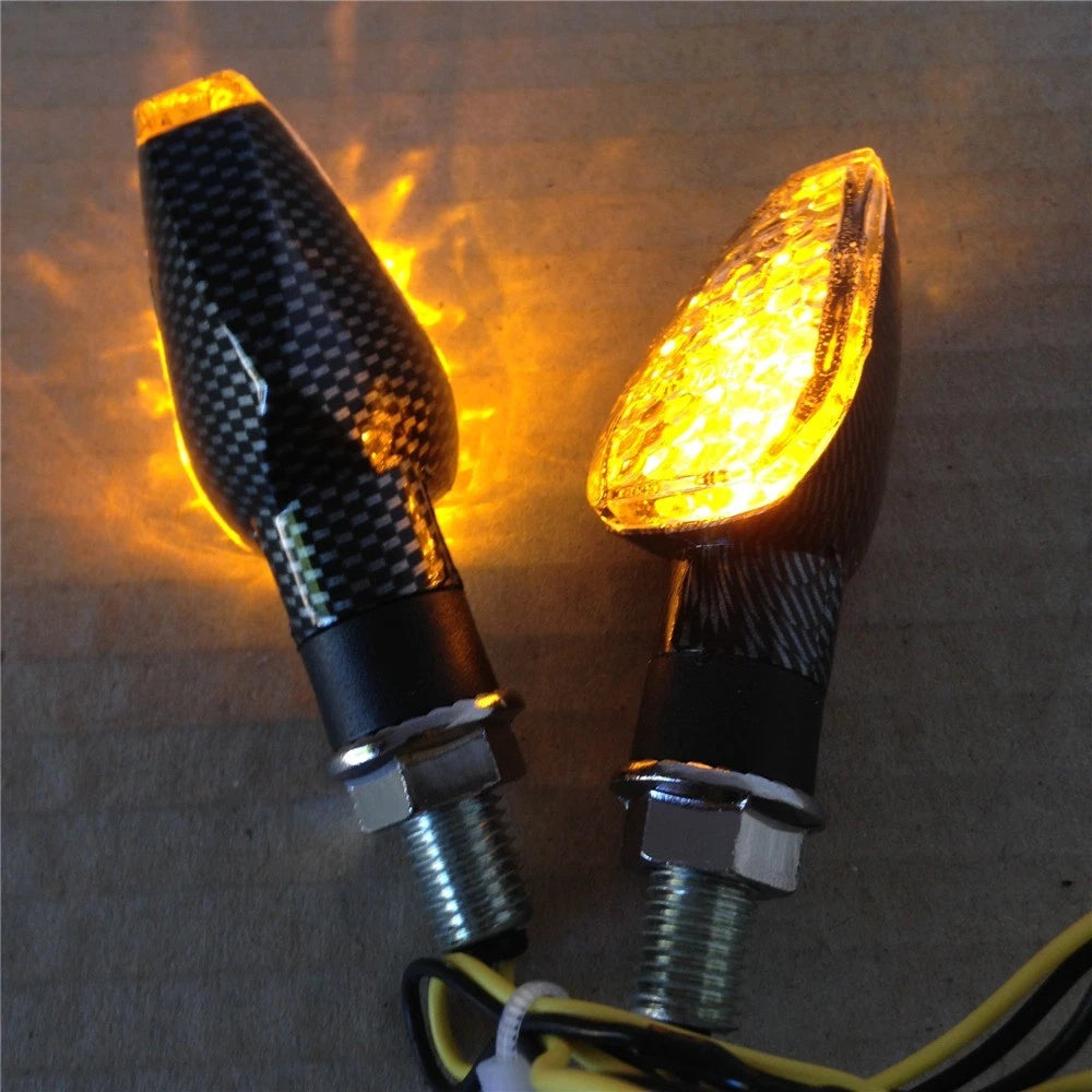 2X Carbon LED Turn Signal Lights for Universal Motorcycle (Dual Sport)