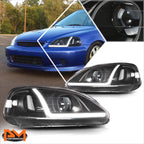 LED DRL Tube Projector Headlight for Honda Civic (1999–2000)