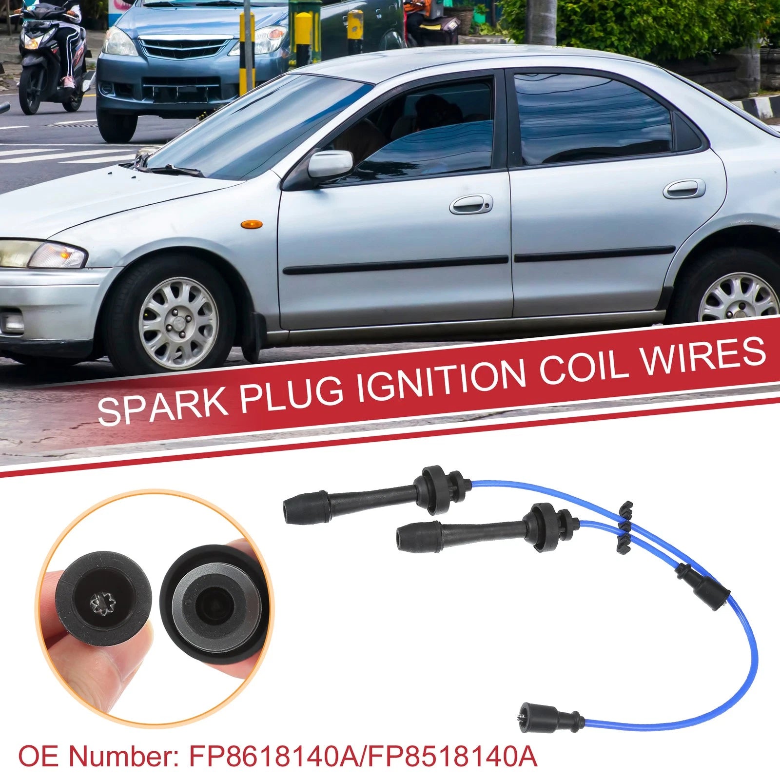 2X Spark Plug Wire Ignition Coil Cable No.FP8618140A for Mazda L4 2.0L (2001–2003)