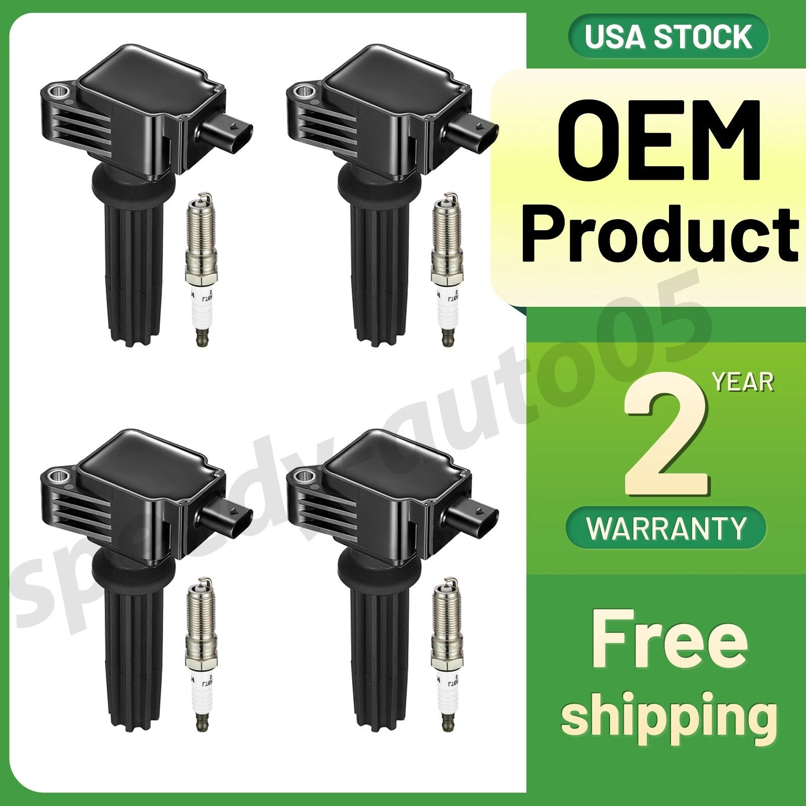 4 Ignition Coils and Platinum Spark Plugs for Ford Focus, Fusion (2012–2016)