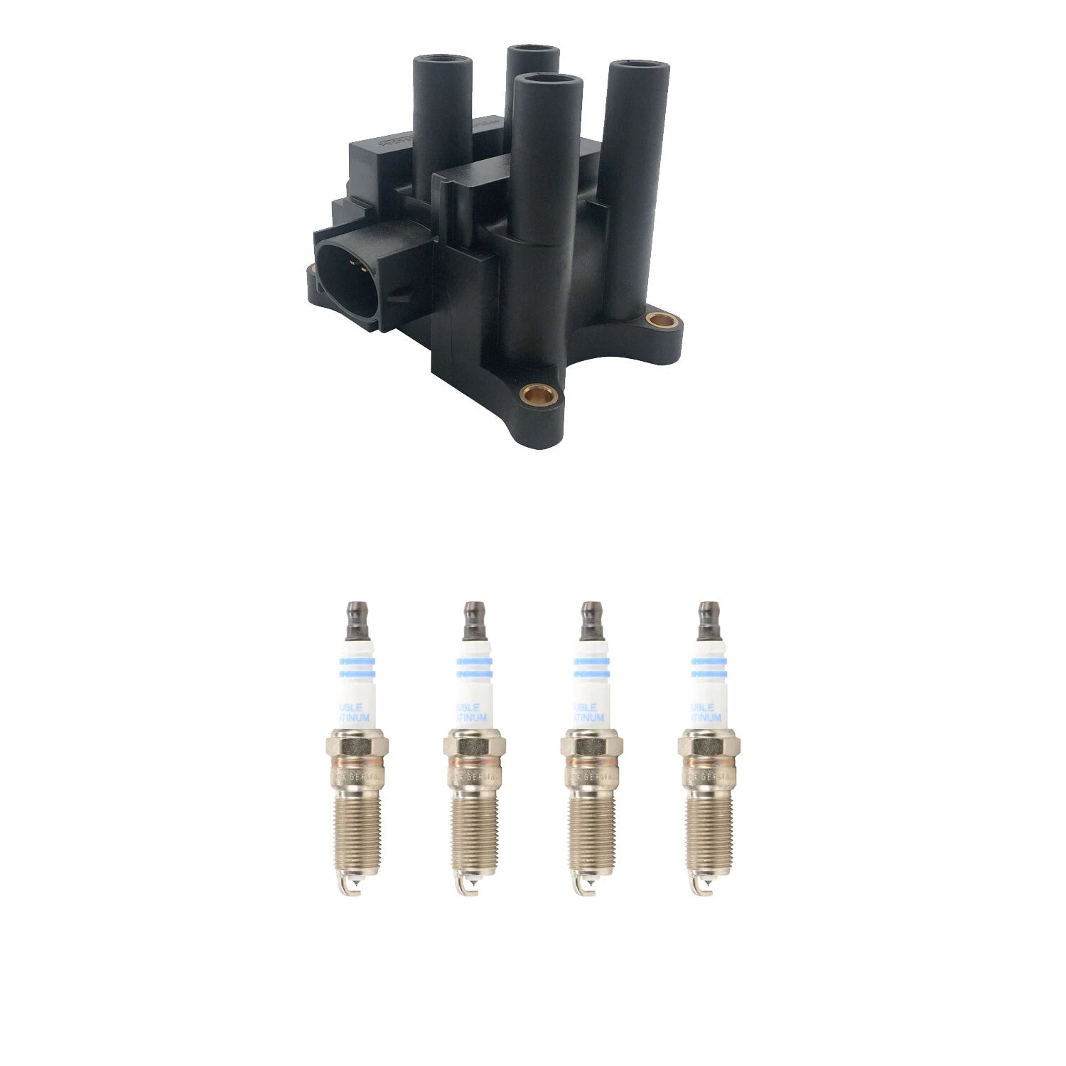 Set of 4 Hitachi Ignition Coils & Bosch Platinum Spark Plugs for Escape Focus (2000–2023)
