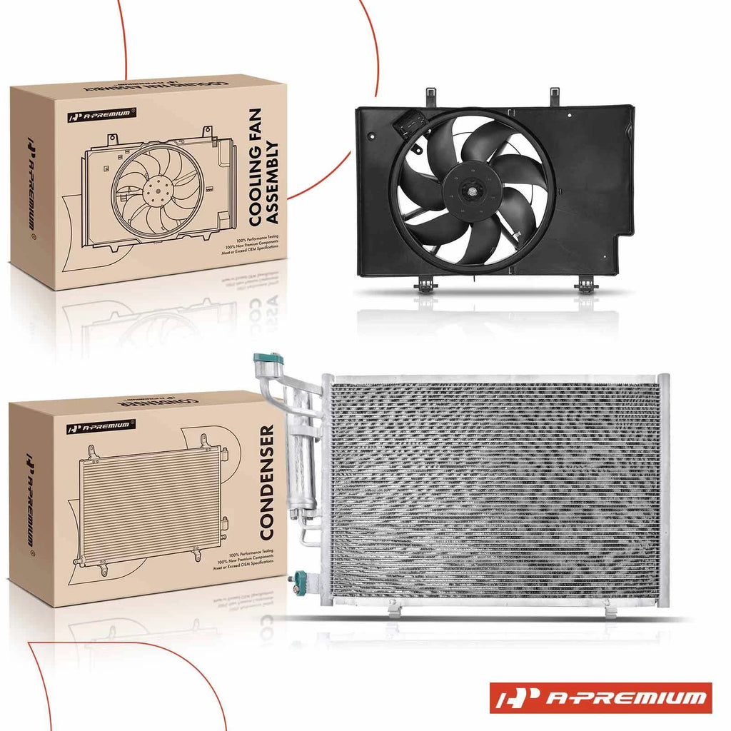 AC condenser and cooling fan assembly kit for Ford Fiesta (2011–2013)