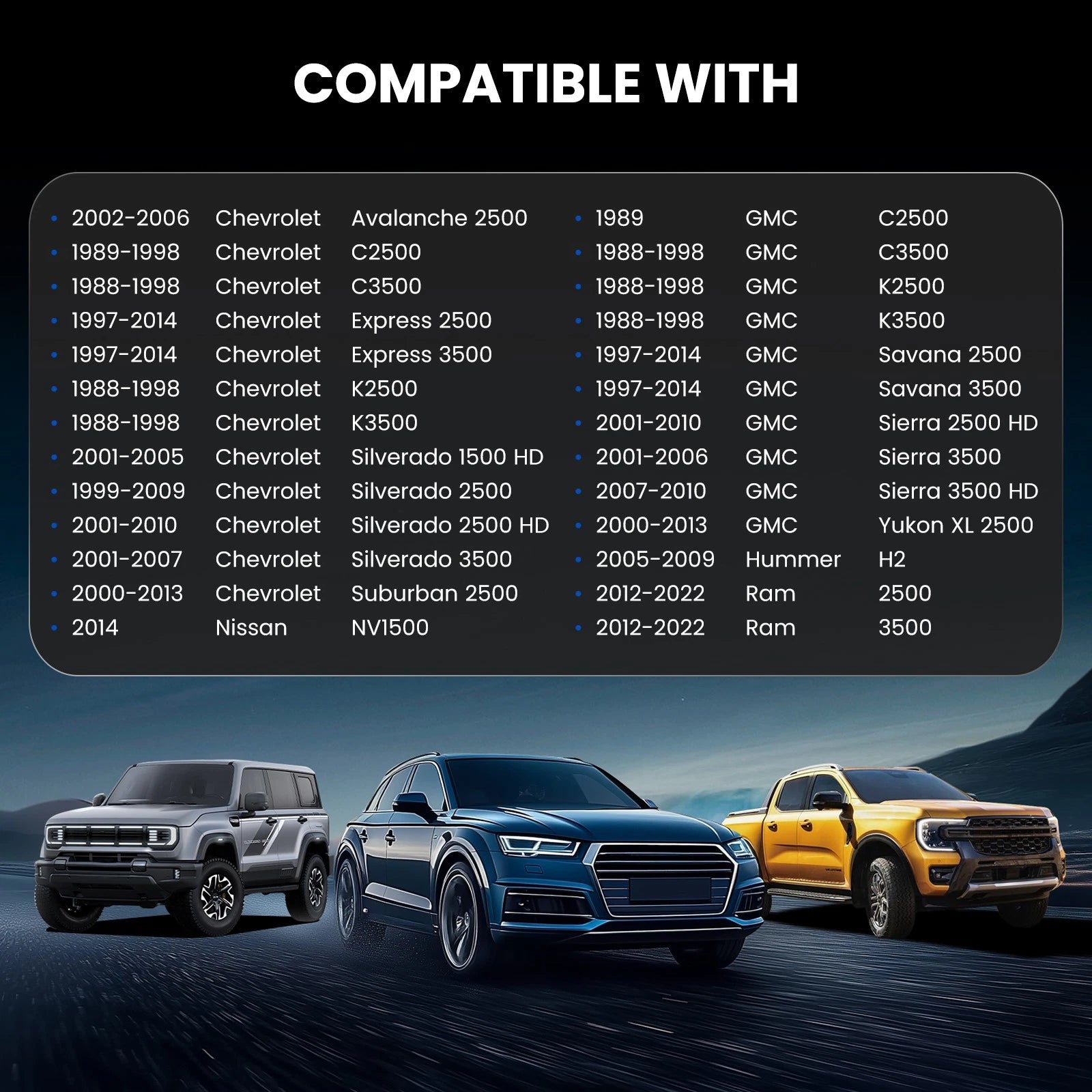 Set of 4 Wheel Spacers for GMC K3500 (1988–1998) 3 Inch 8x6.5 8x165.1