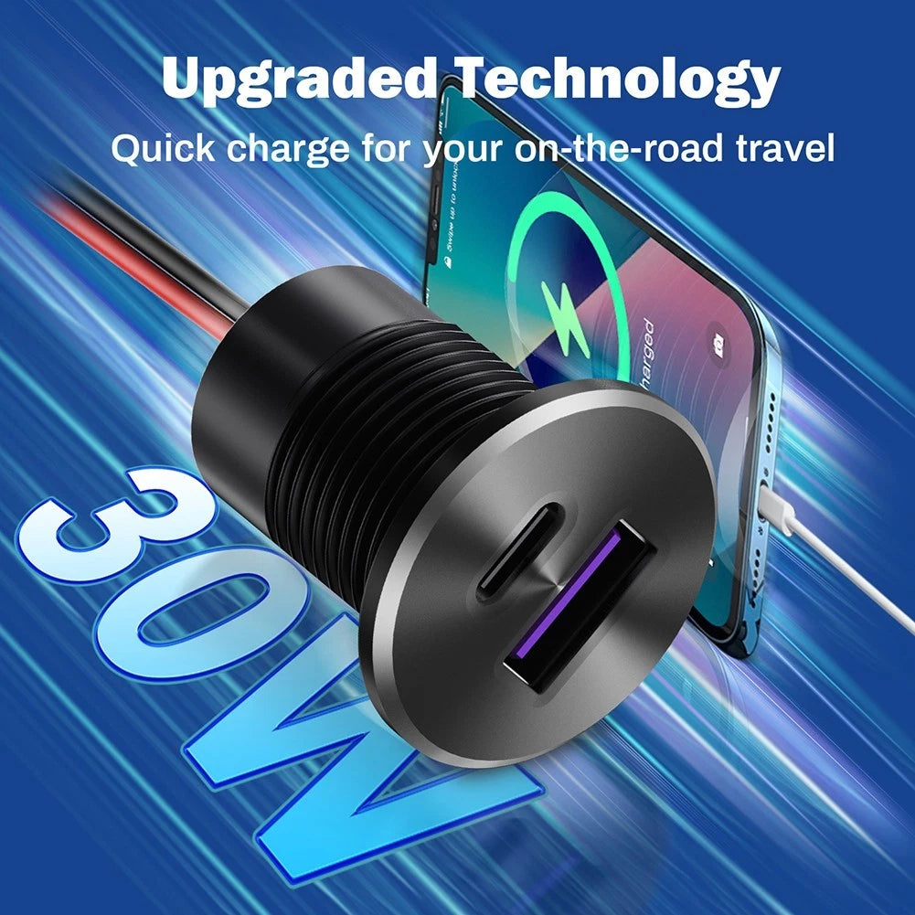 USB Power Inlet 12V 24V PD3.0 30W for Camper Trailer Car Van Boat