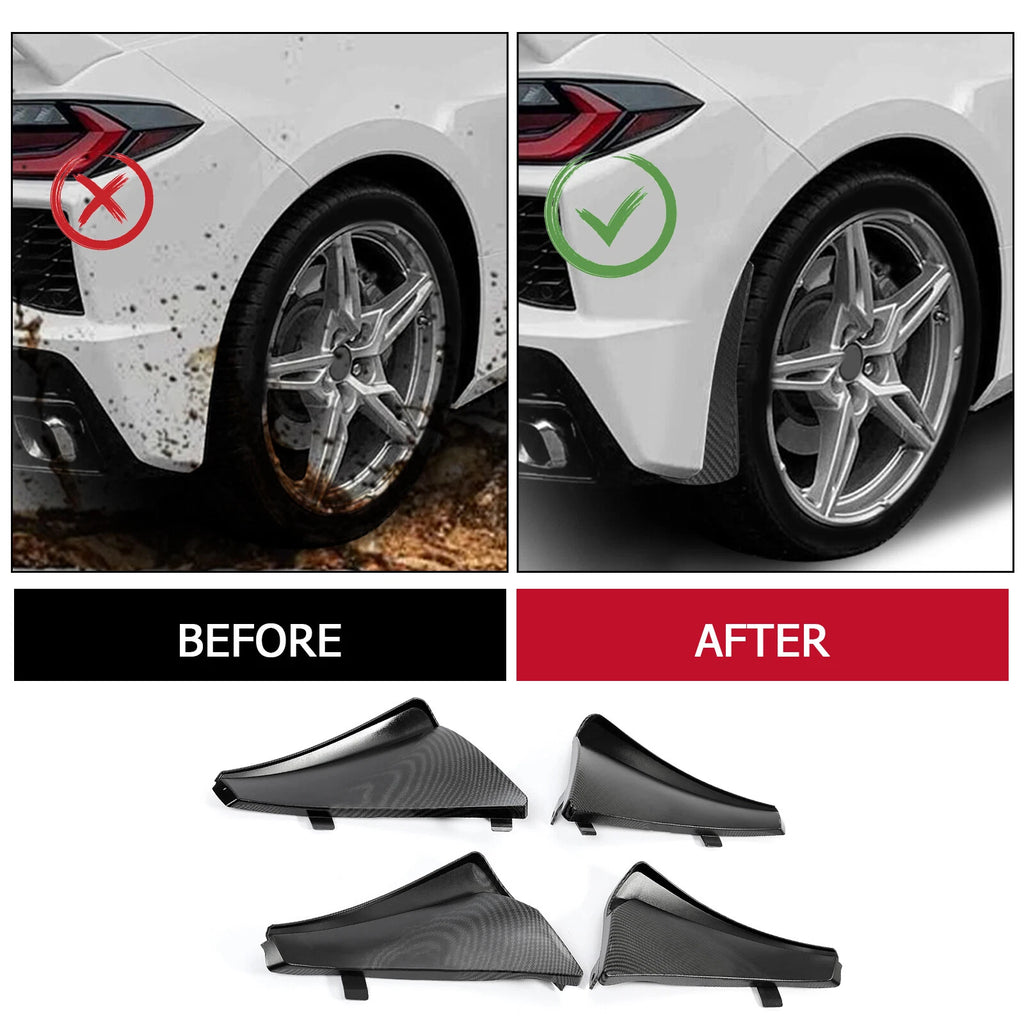 Set of 2 Splash Guard Mud Flaps for Corvette C8 (2020-Present) Carbon Style