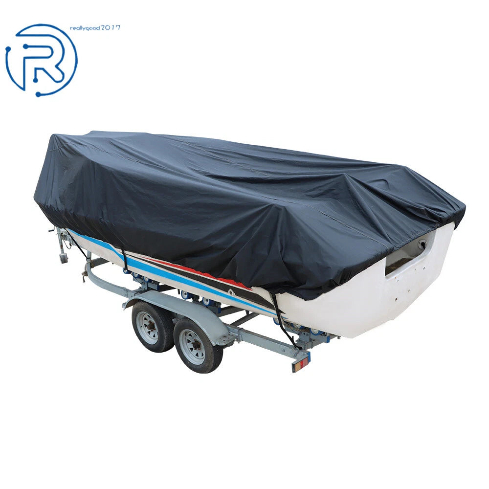 Waterproof Black Trailerable Boat Cover for V-Hull Tri-Hull 20-22ft
