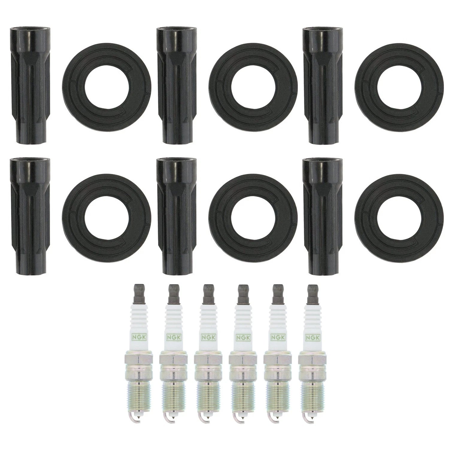Set of 6 NGK G-Power Platinum Spark Plugs & Denso Coil Boots for Ford Fusion (2006–2012)