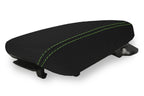 Console Lid Armrest Cover for Hyundai Kona (2018–2020) Carbon Fiber Green Stitch