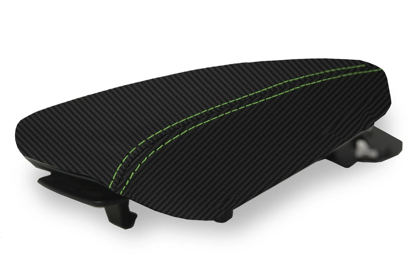 Console Lid Armrest Cover for Hyundai Kona (2018–2020) Carbon Fiber Green Stitch