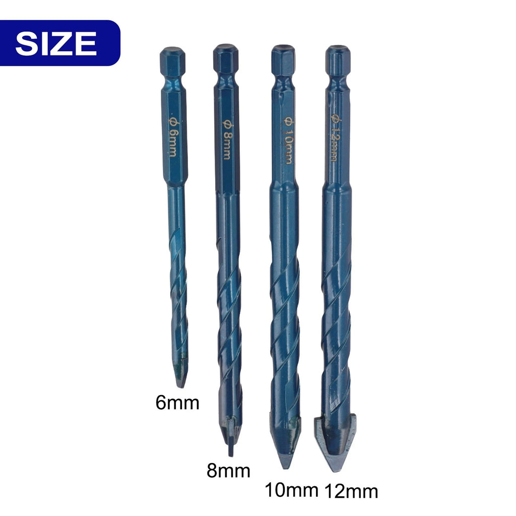 Set of 4 Carbide Drill Bits for Wood, Metal, Tiles