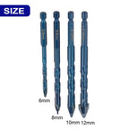 Set of 4 Carbide Drill Bits for Wood, Metal, Tiles