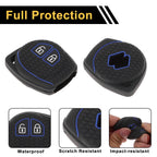 Car Key Case for Suzuki Alto (2 Buttons) - Black Blue Line